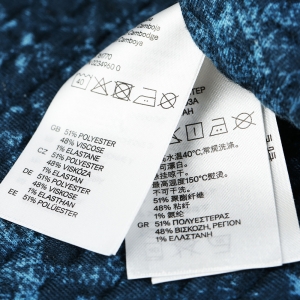 Label on clothing close-up Label Serve Nottingham